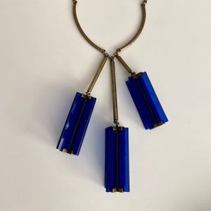 Blue lucite antique brass necklace by Lela Rose